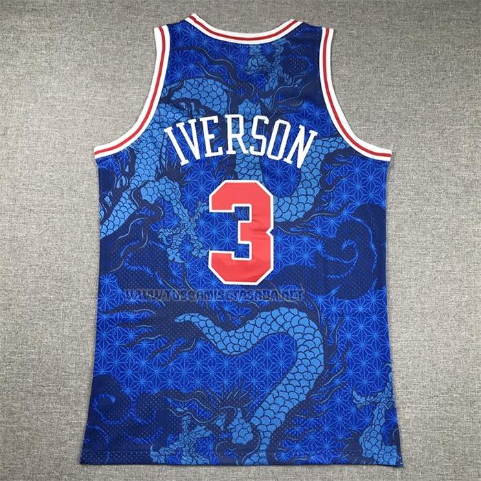 Camiseta Allen Iverson NO 3 Philadelphia 76ers Throwback Asian Heritage 1996-97 Azul